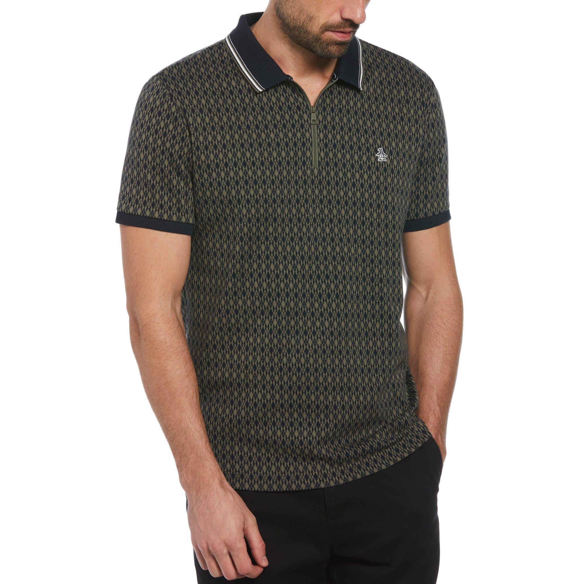 Original Penguin All Over PrintquarterZip Polo Shirt