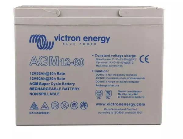 Victron Energy BAT412550084, Genopladeligt batteri, 12 V, 60000 mAh, CE, 138 mm, 227 mm