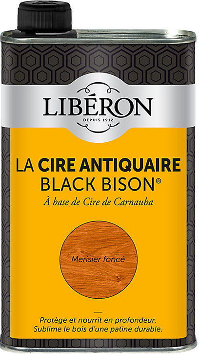 Cire liquide antiquaire black bison pour meubles Libéron merisier foncé 500ml