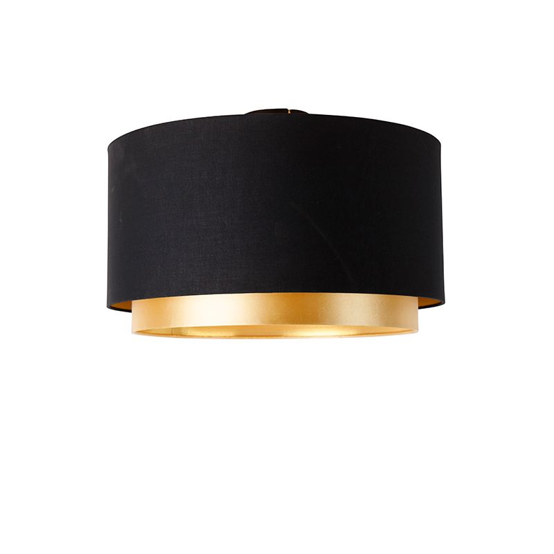 Moderne plafondlamp zwart met goud 47 cm duo kap - Combi