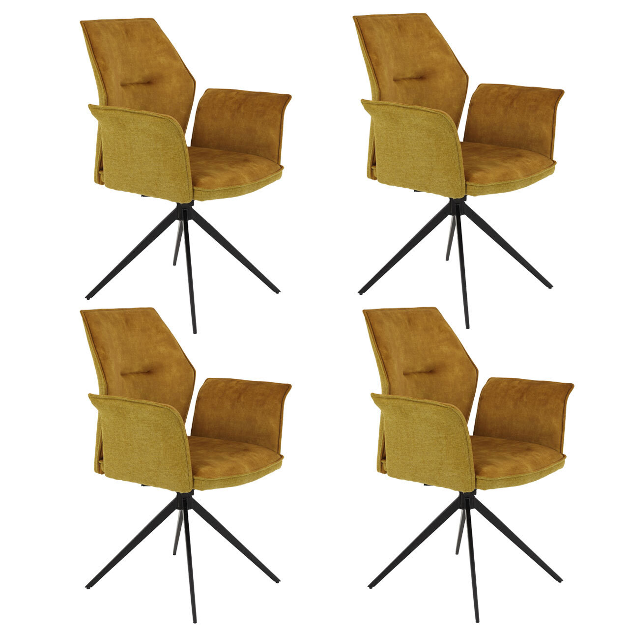 Stuhl Susanne 4er Set, 65x92x64cm Webstoff/Vintage Velvet Grün, mit Armlehnen