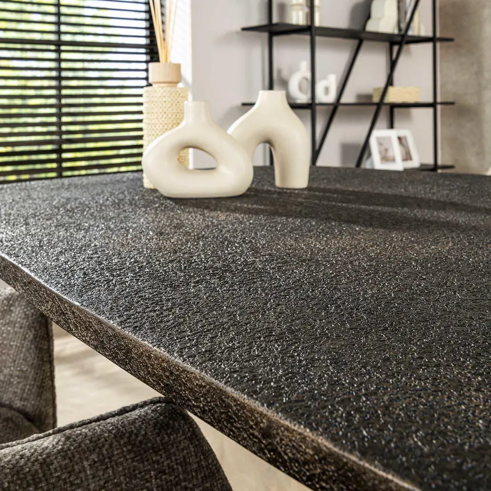 Eettafel Grijs Staal - 215x105x77cm - Metallic