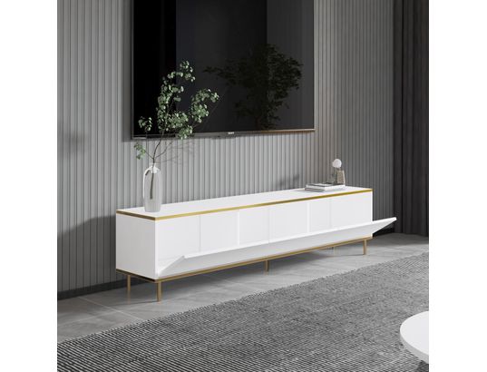 CONCEPT1 - Meuble TV Imaj blanc or 180 x 35 x h45,2 cm