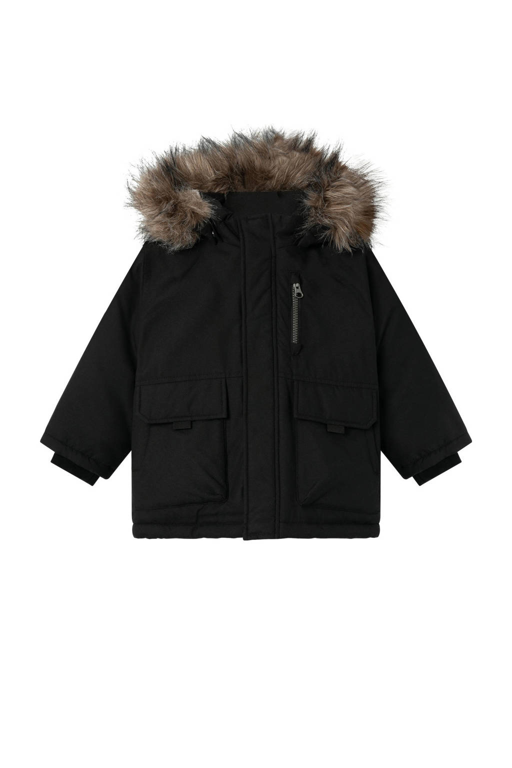 NAME IT gewatteerde winterjas NMMMASTER zwart