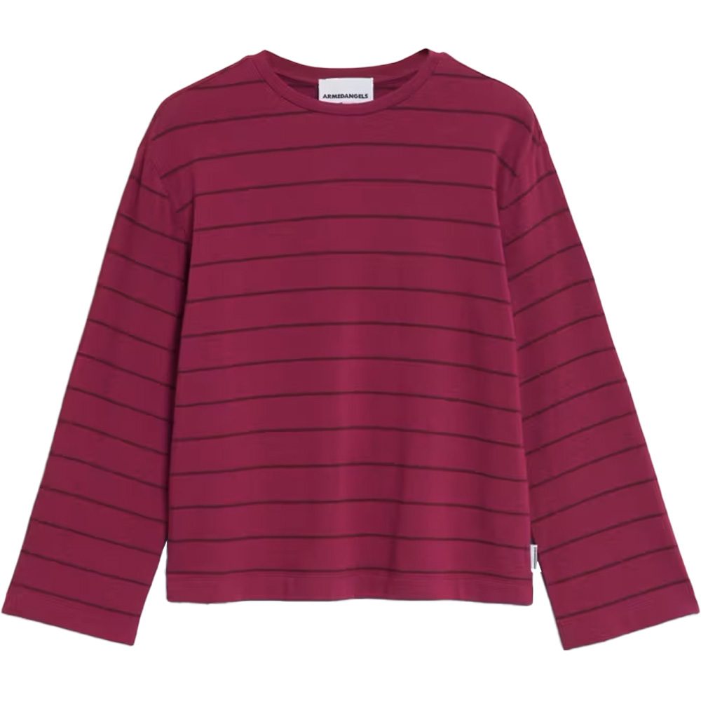 Armedangels Marynaa Fine Stripe Longsleeve Damen cherry juice-cranberry juice