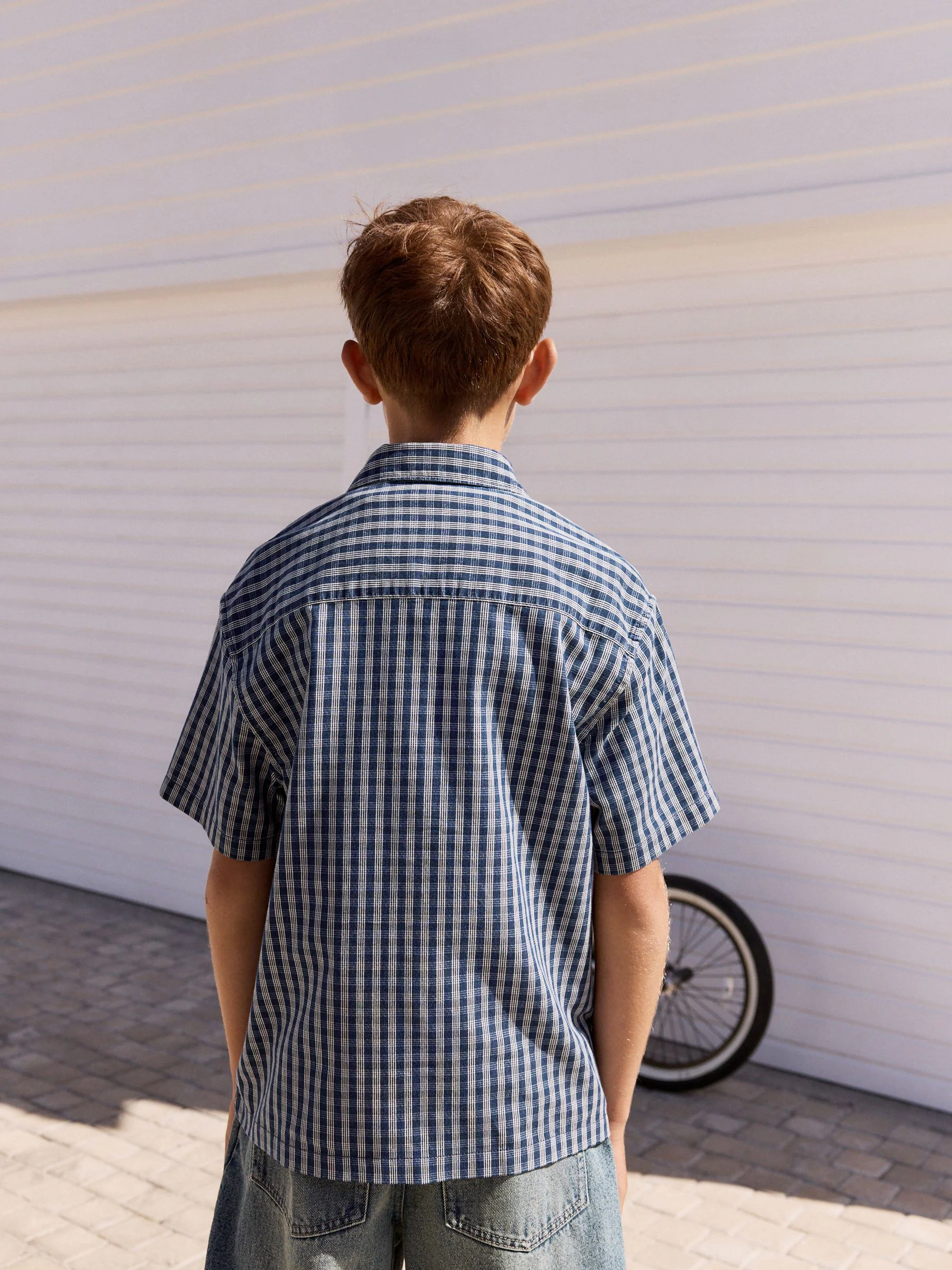 Blauwe tint - Extra lange Jort 100% katoenen denim shorts (3-16jaar)