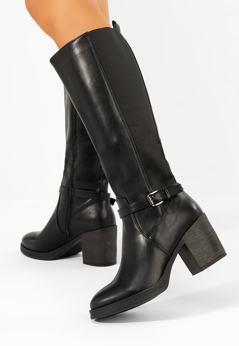 Bottes à talon carré noires Orania