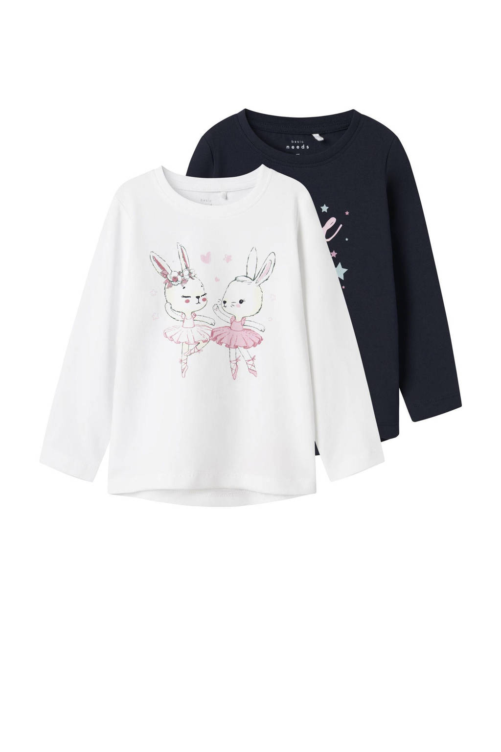 NAME IT longsleeve NMFVIX - set van 2 donkerblauw/wit