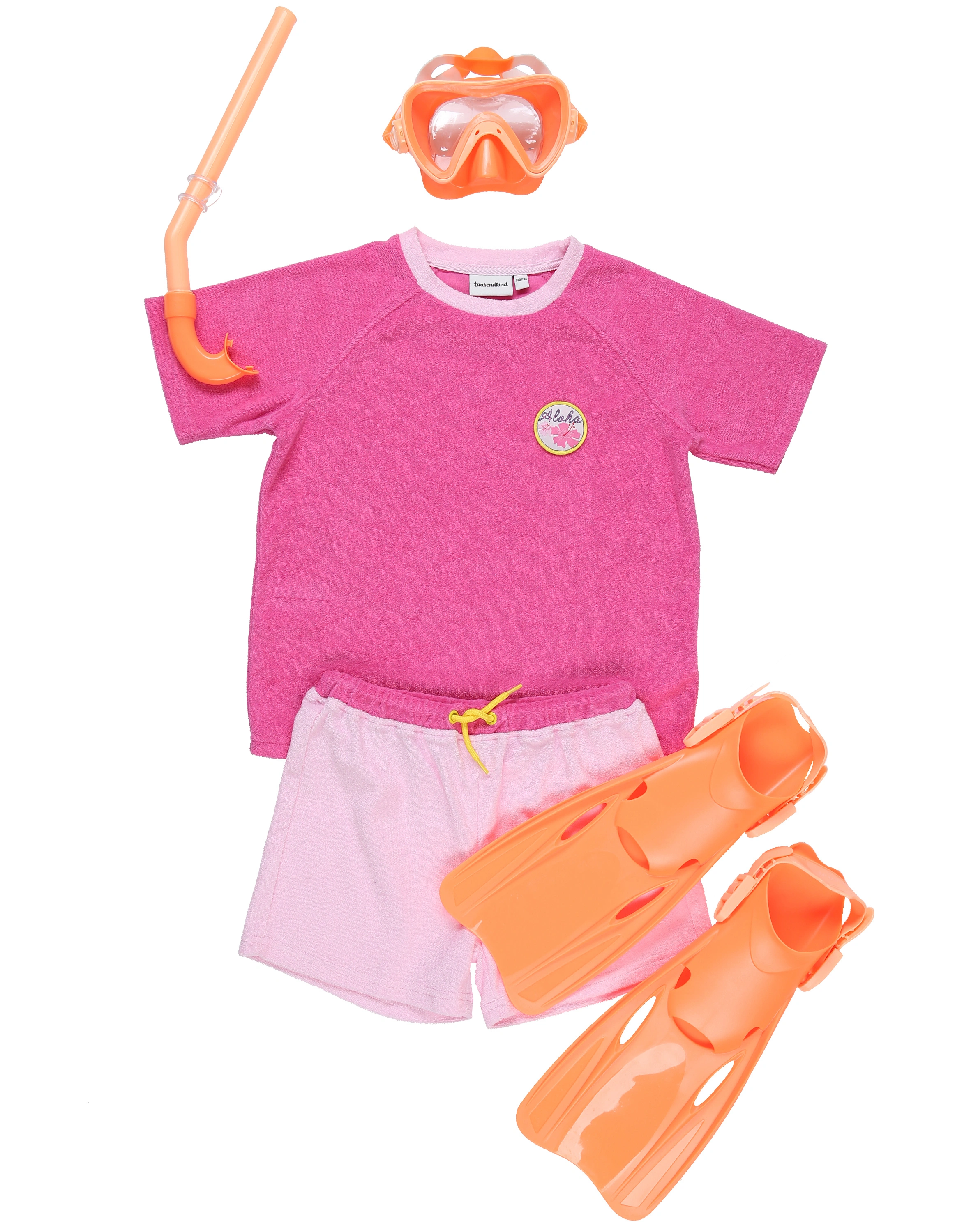 Frottee-T-Shirt ALOHA mit Shorts in pink