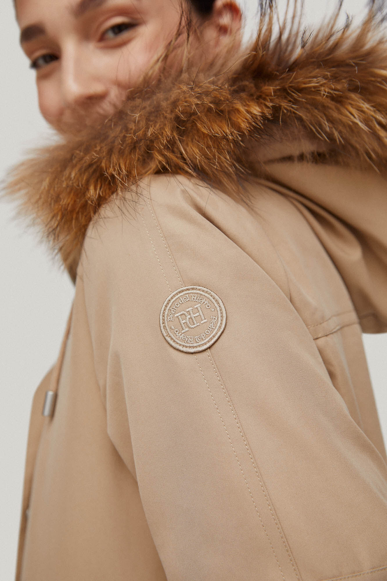 Parka de algodão com capuz - Bege