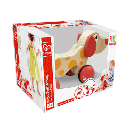 Chien Puppy à tirer Bois et rouge - HAPE