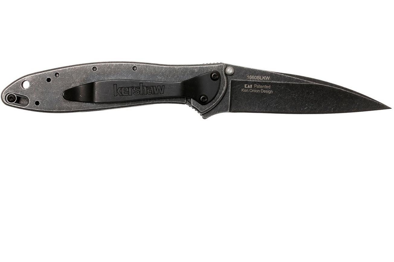 Kershaw Leek 1660BLKW plain edge, zwart