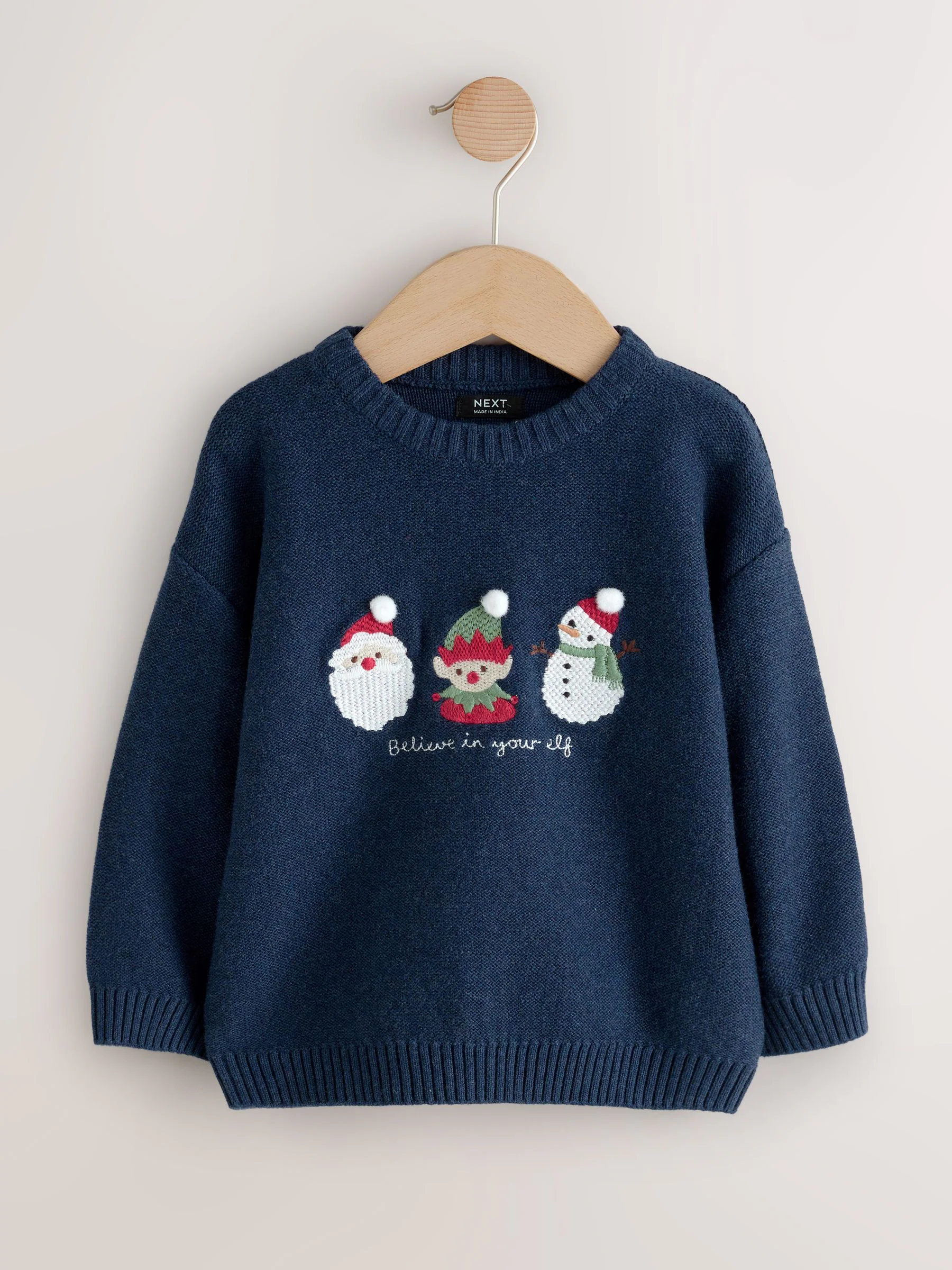 Donkerblauw - Gebreide kersttrui (3 mnd-7 jr)