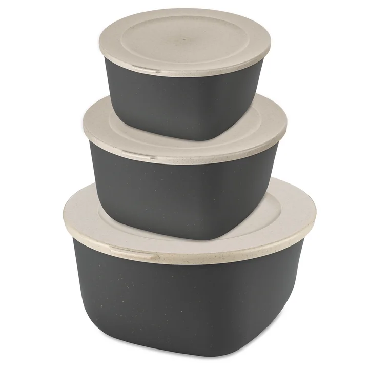 Koziol - Connect Vorratsdosen-Set Stockholm, 4 l ,2 l, 1 l, nature ash grey (3er-Set)