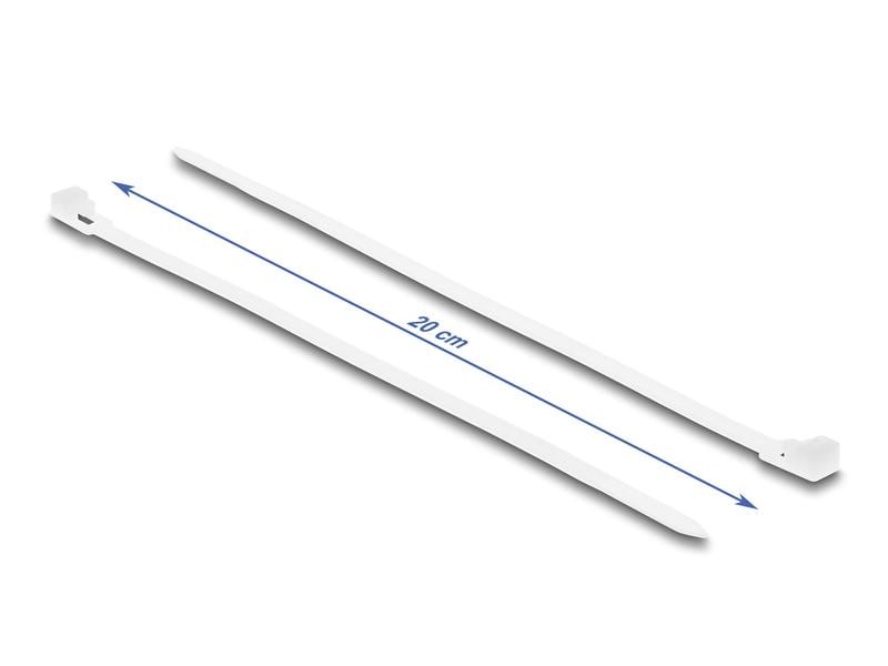 Delock Kabelbinder Weiss 200 mm x 4.8 mm, 100 Stück Delock Kabelbinder wiederverwendbar L 200 x B 4.8 mm 100 Stück weiss