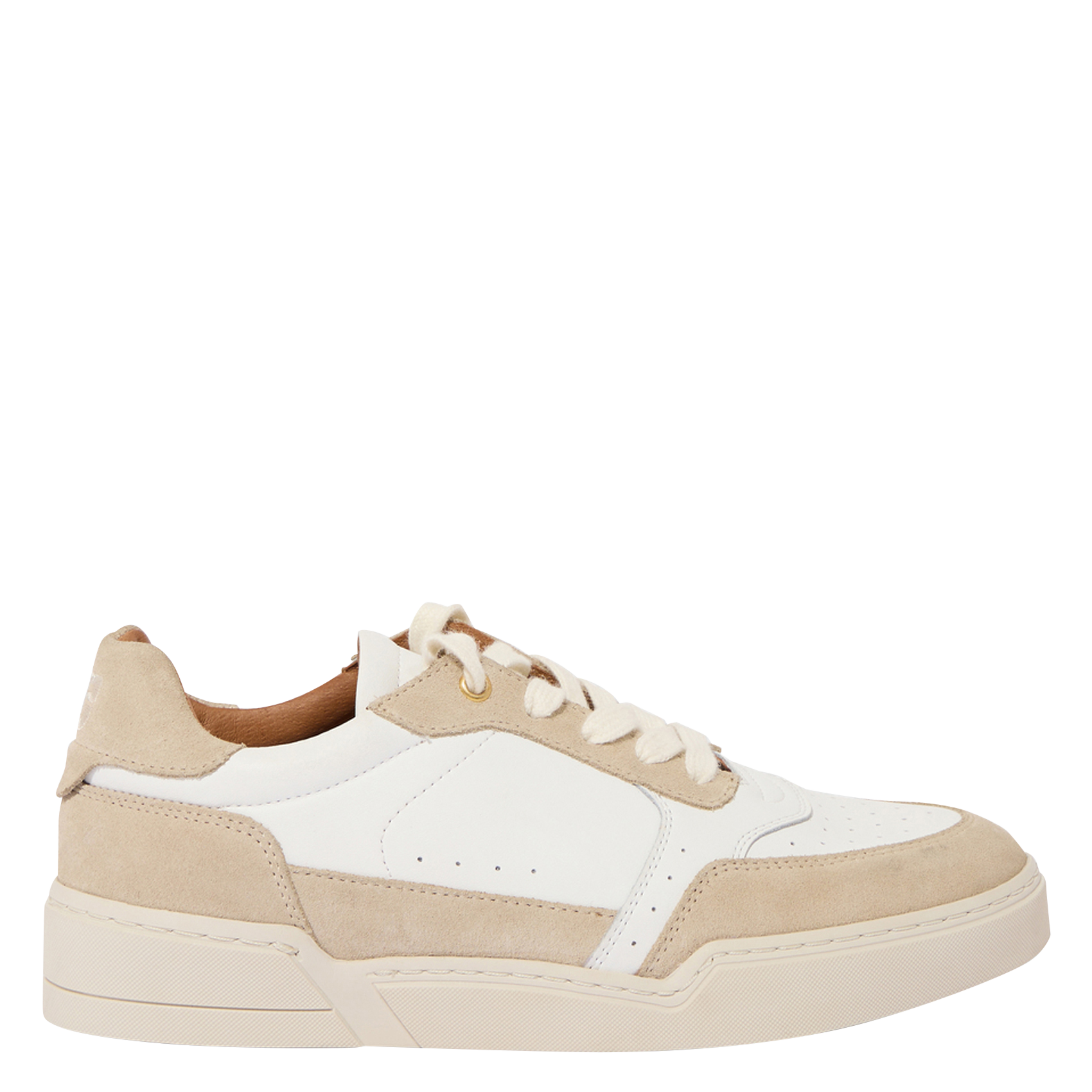 NINA - Baskets basses en cuir velours | Beige