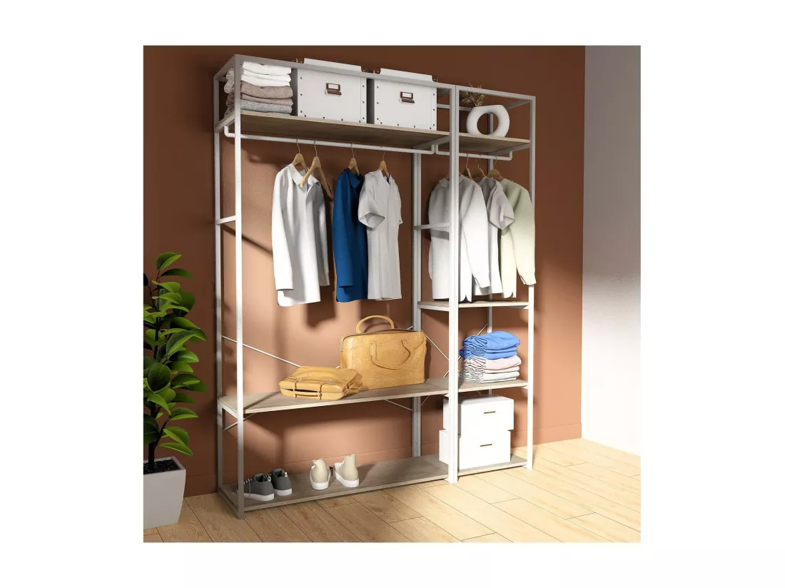 Portants Vêtements en bois et métal blanc - Lot de 2 - JUNE
