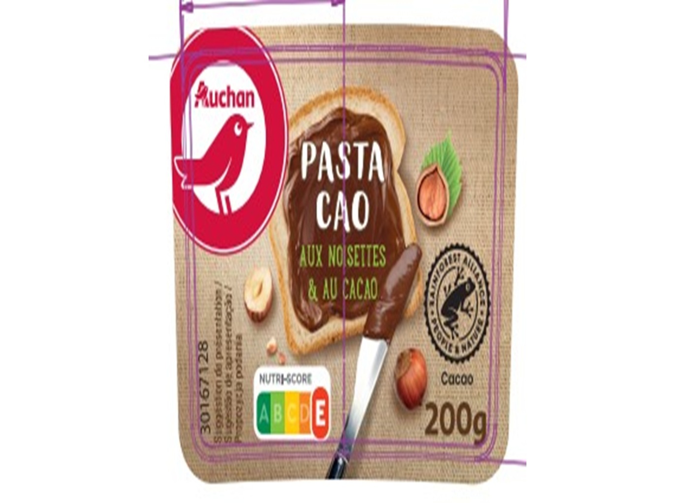 CREME AUCHAN PARA BARRAR CACAU E AVELÃS 200G