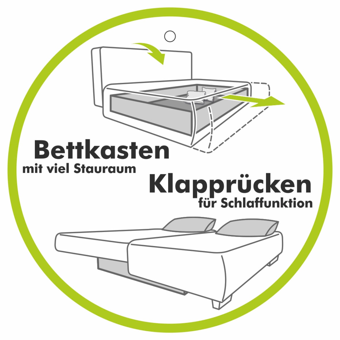 Jockenhöfer Gruppe Schlafsofa »Yann« inklusive Bettfunktion, Stauraum/Bettkasten, verstellbare Armlehnen