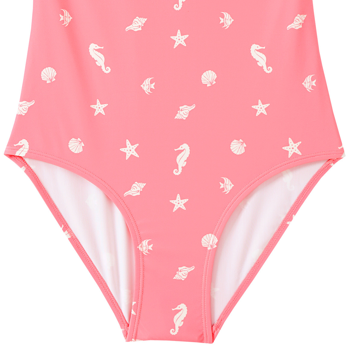 Famy Mädchen Badeanzug mit Meerestier-Allover rosa / weiss