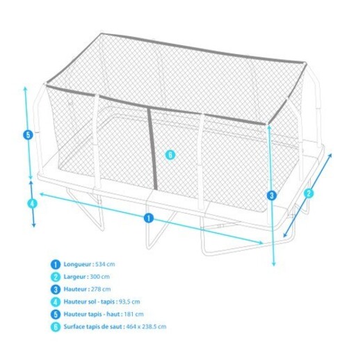 Cama Elástica Retangular XXL 518 x 305 cm