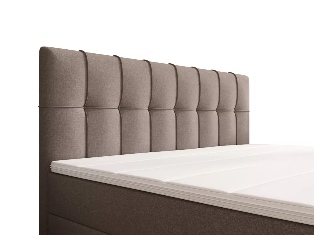 Ensemble complet boxspring tête de lit capitonnée + sommiers + matelas + surmatelas - 160 x 200 cm - Tissu - Gris - SIERO II de YSMÉE