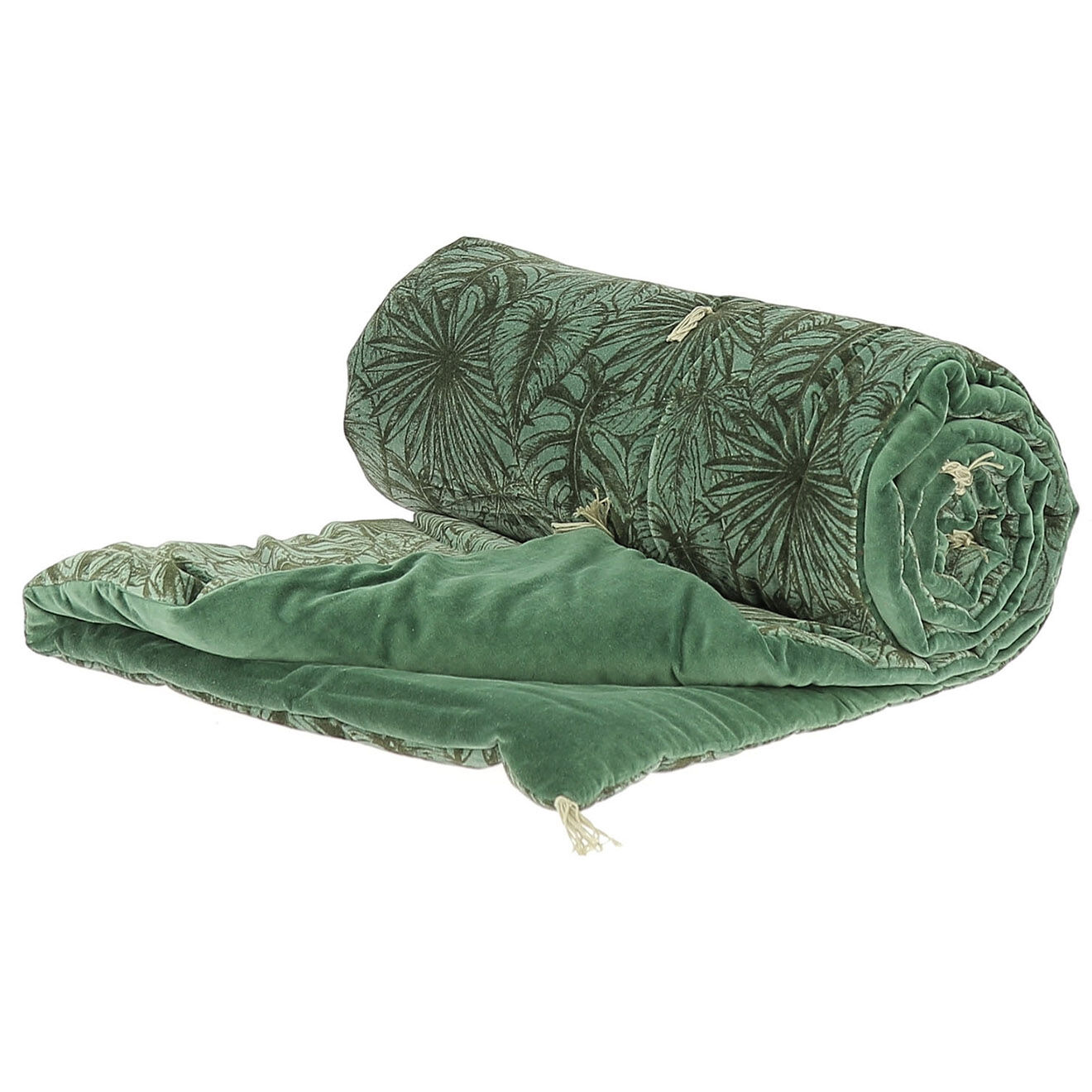 En Fil d'Indienne Bout de lit Goa velours celadon - 90x200 cm