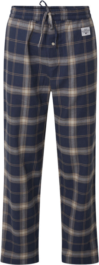 Lexington Konrad Organic Cotton Checked Flannel Pajama Pants Blue melange