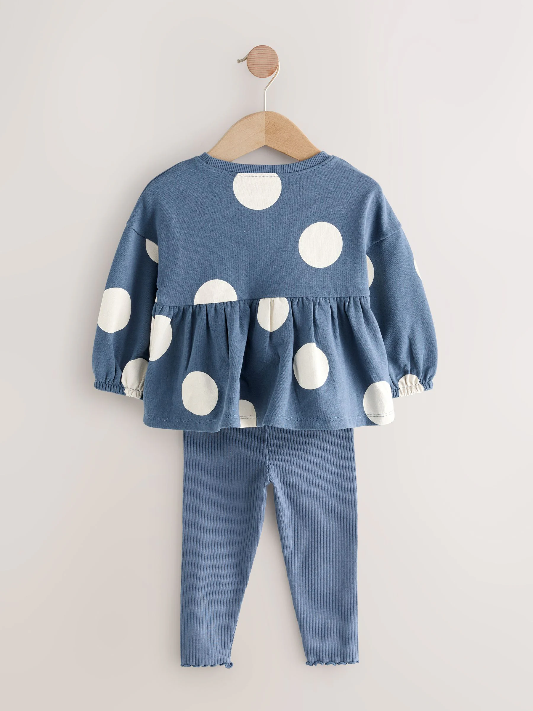 Donkerblauw lieveheersbeestjes - Set met top met peplum en legging met lange mouwen (3mnd-7jr)