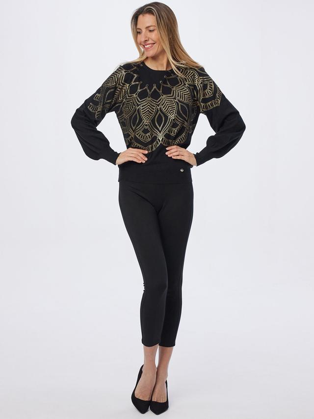 Pullover mit abstraktem Goldfolienprint