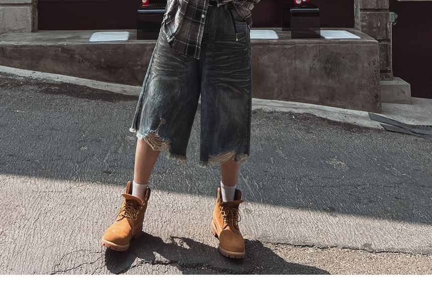 SeoulPop - Unisex geruit overhemd met lange mouwen en losse pasvorm