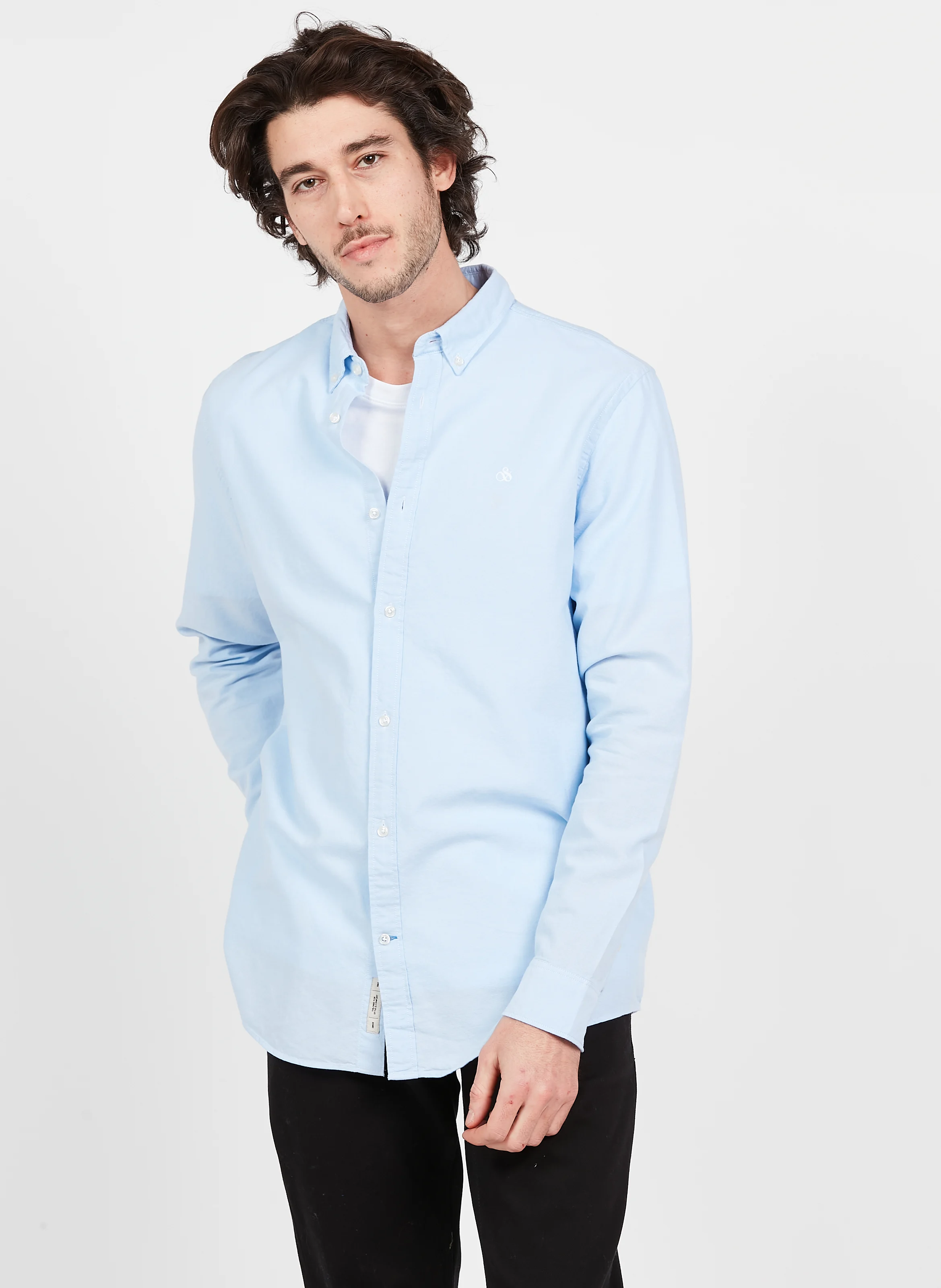 Chemise col américain regular-fit en coton bio | Bleu