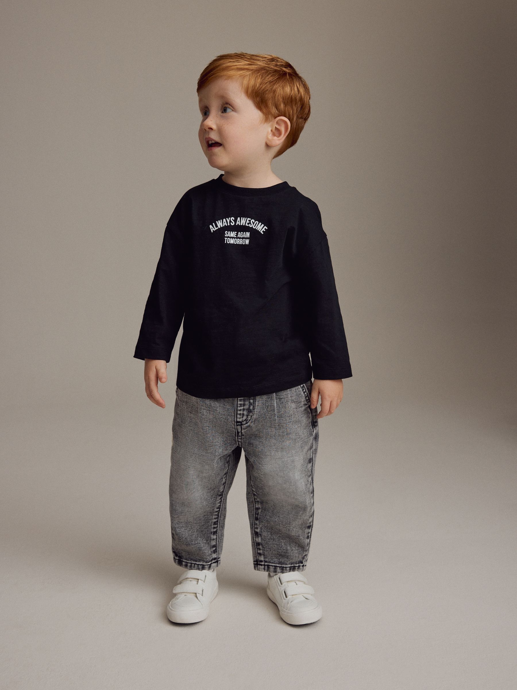 Grijs denim - Jeans met geplooide voorkant (3mnd-7jr)