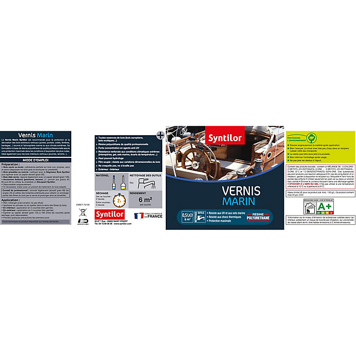 Vernis extérieur marin Incolore Satiné Syntilor - 0.5 L