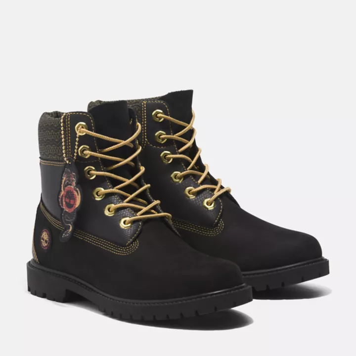 Nouvel An lunaire Bottine 6-Inch imperméable à lacets Timberland Heritage pour femme en noir