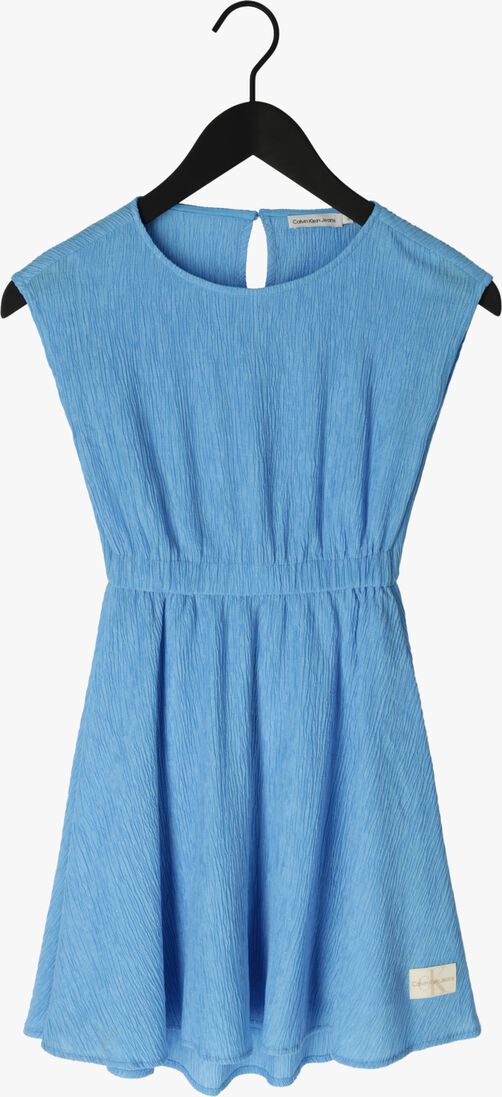 CALVIN KLEIN blauwe calvin klein mini jurk crinkle ss fit flare dress