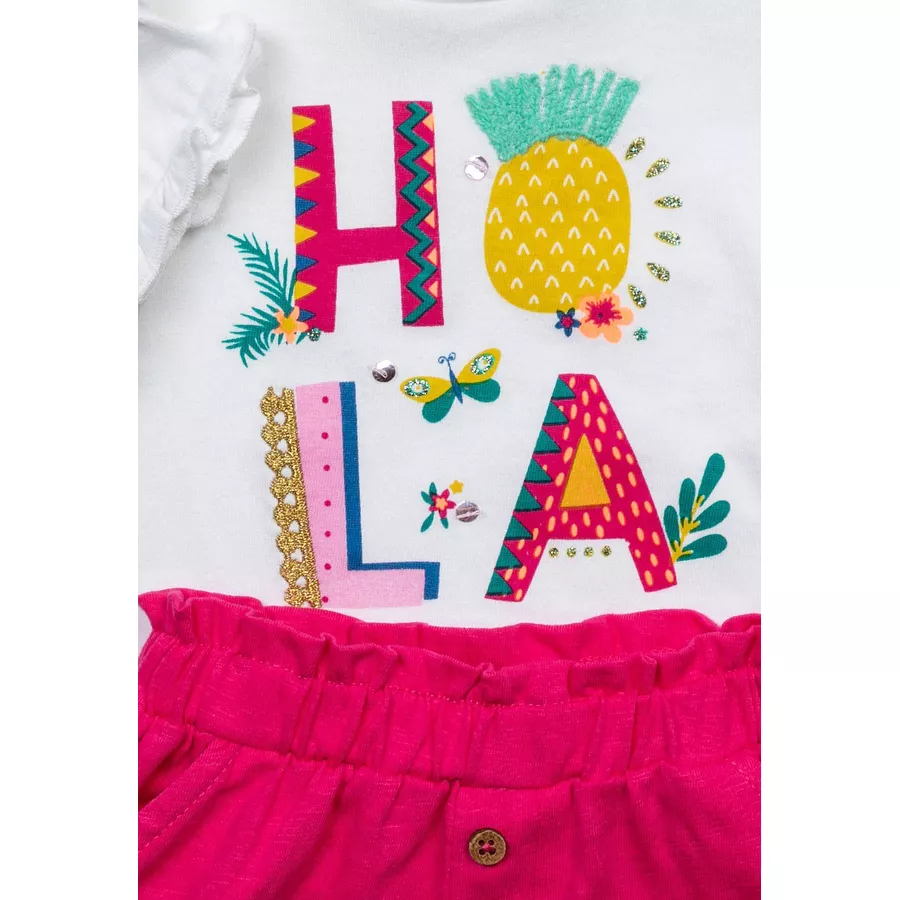MINOTI T-Shirt und Shorts im Set WeißRosa