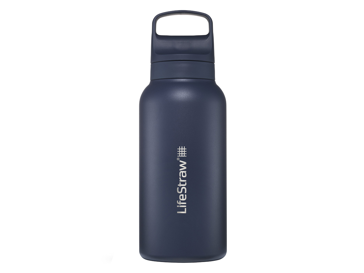 Lifestraw Go staal 1 liter waterfles met filter - Blue