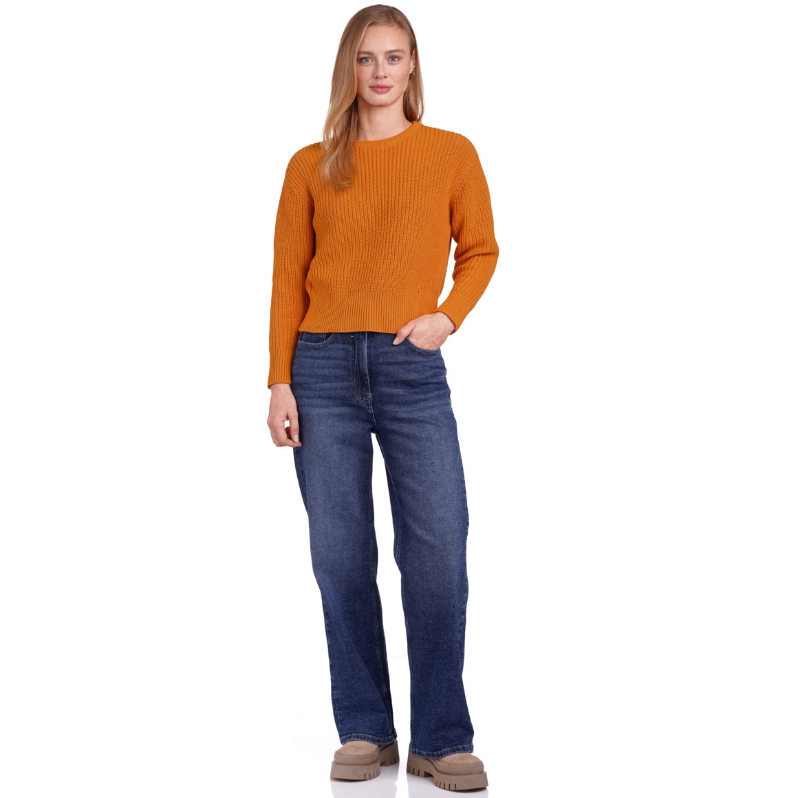 Jonas Nielsen Damen Strickpullover aus Bio-Baumwolle orange