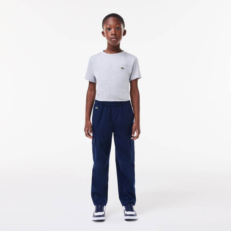 Pantalon cargo en gabardine légère de coton Pantalons & Shorts - Bleu - Lacoste - Garçon