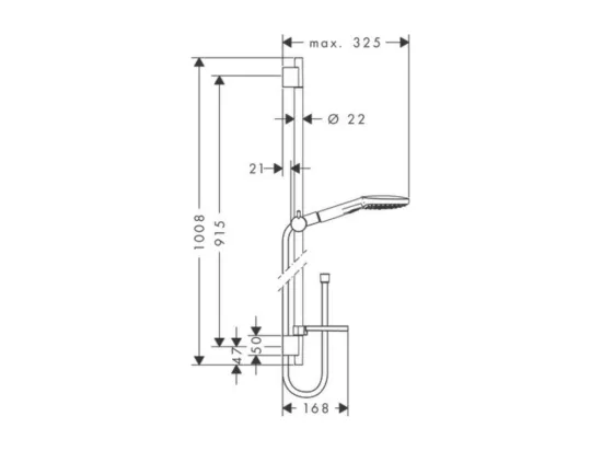 Set de douche 120 3jet avec barre Unica'S puro 90 cm et porte-savon chromé Hansgrohe Raindance Select E