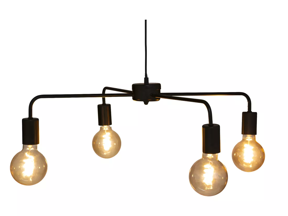 Luminaire Suspension 4 Lampes en Métal noir D 69 cm