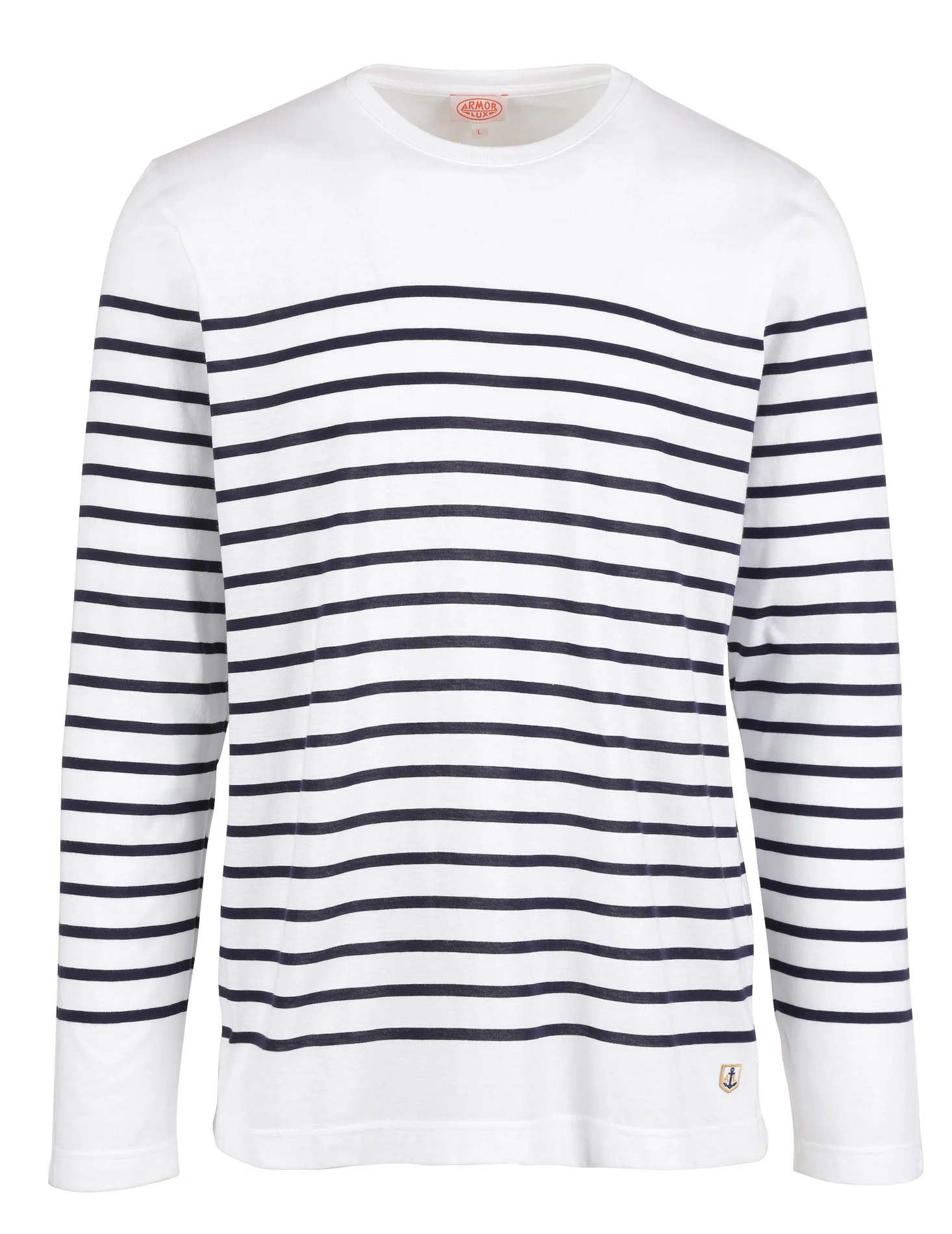 Marinière col rond slim-fit en jersey de coton light | Blanc
