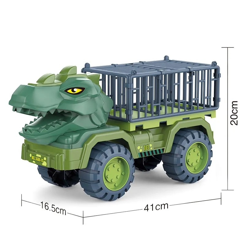 (6-tlg. Set) 40x20cm Kinder Spielzeug Auto Spiel Transporter Dino Truck Fahrzeug - Dinosaurier