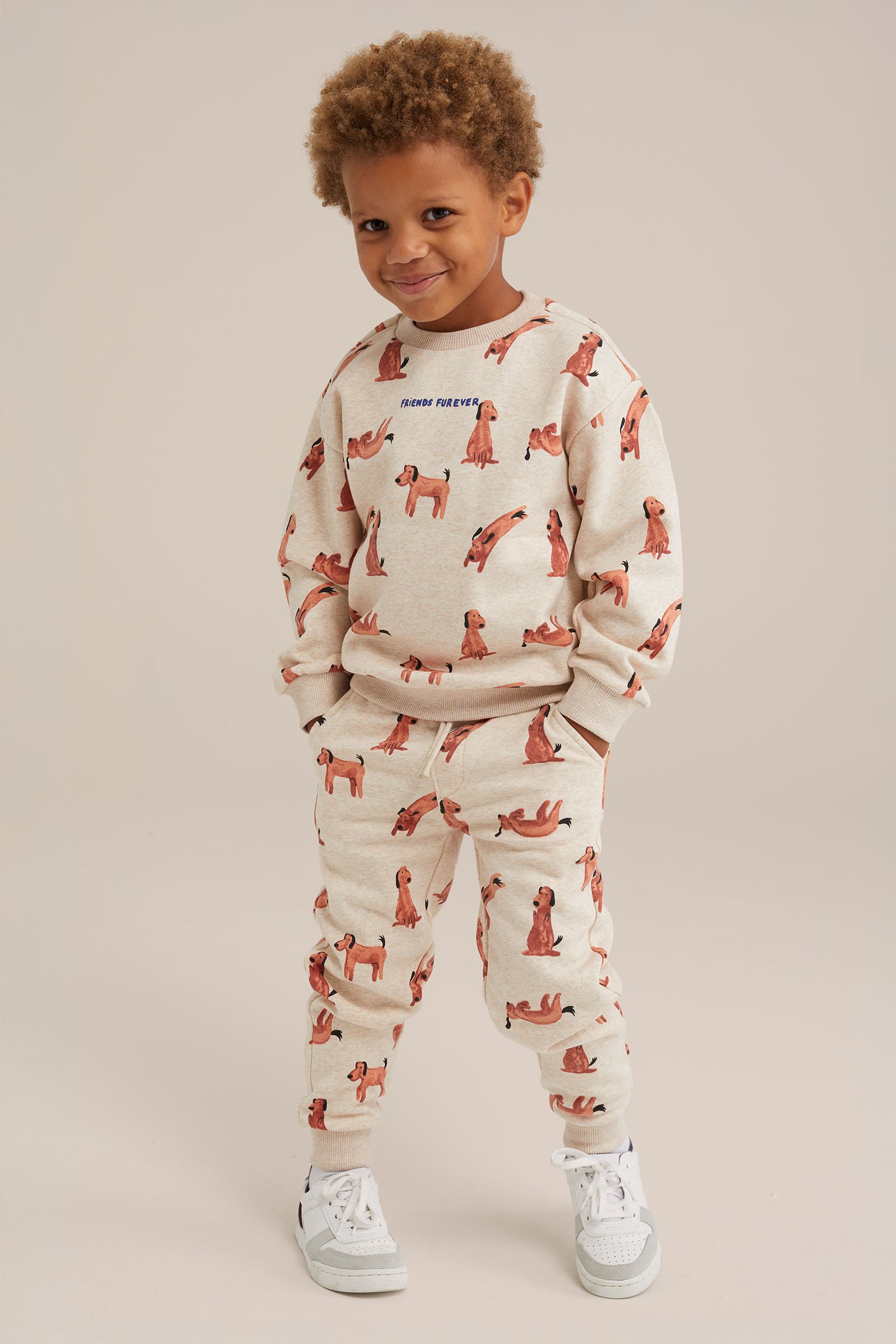 Jongens sweater met opdruk WE Fashion Lichtgrijs gemeleerd