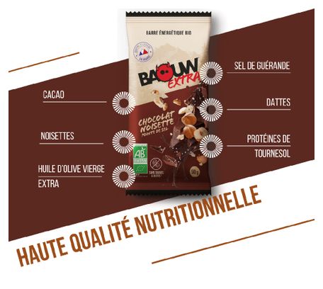 Barre énergétique Baouw Extra Chocolat/Noisette - 50g