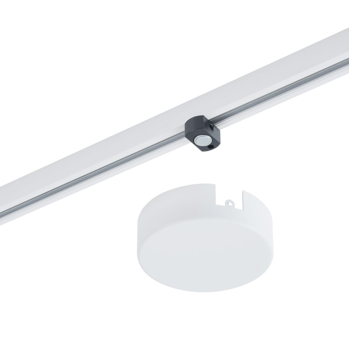 Plafondplaat voor 1-fase rail wit rond - Slimline