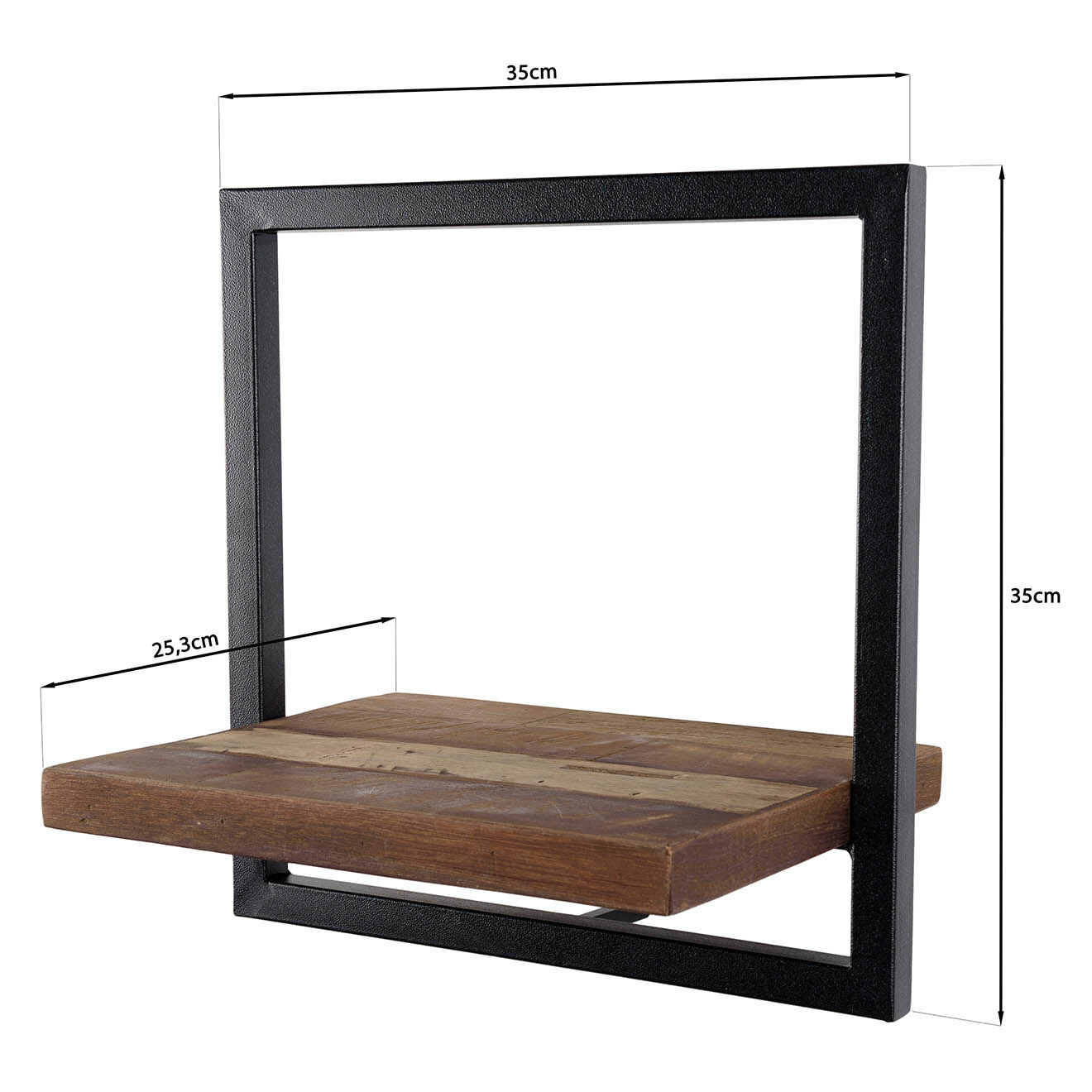 Macabane Étagère murale métal S Alida noir/marron - 35x25x35 cm