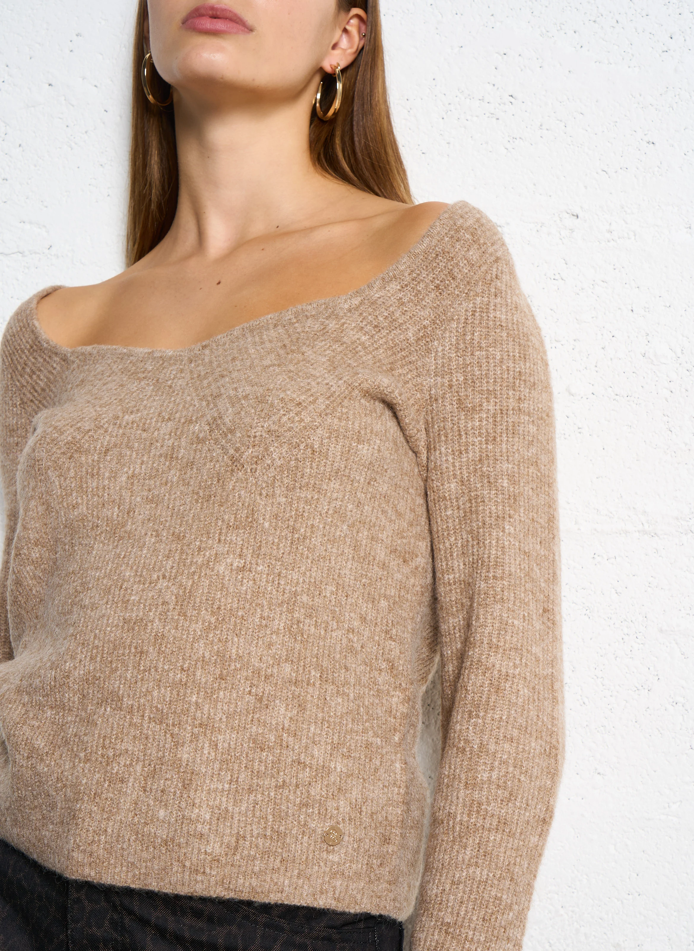 MILA - Pull droit col rond | Beige