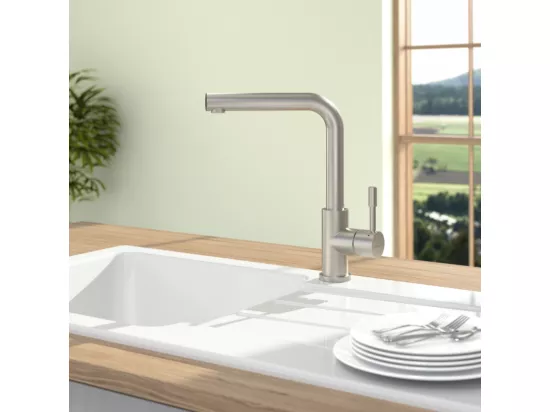 Robinet cuisine VILLEROY ET BOCH Modern Steel acier massif + nettoyant